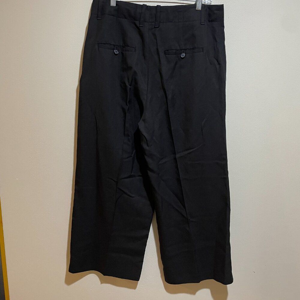 Vince Black Linen Blend High Waist Wide Leg Crop Pants - Picture 7 of 14